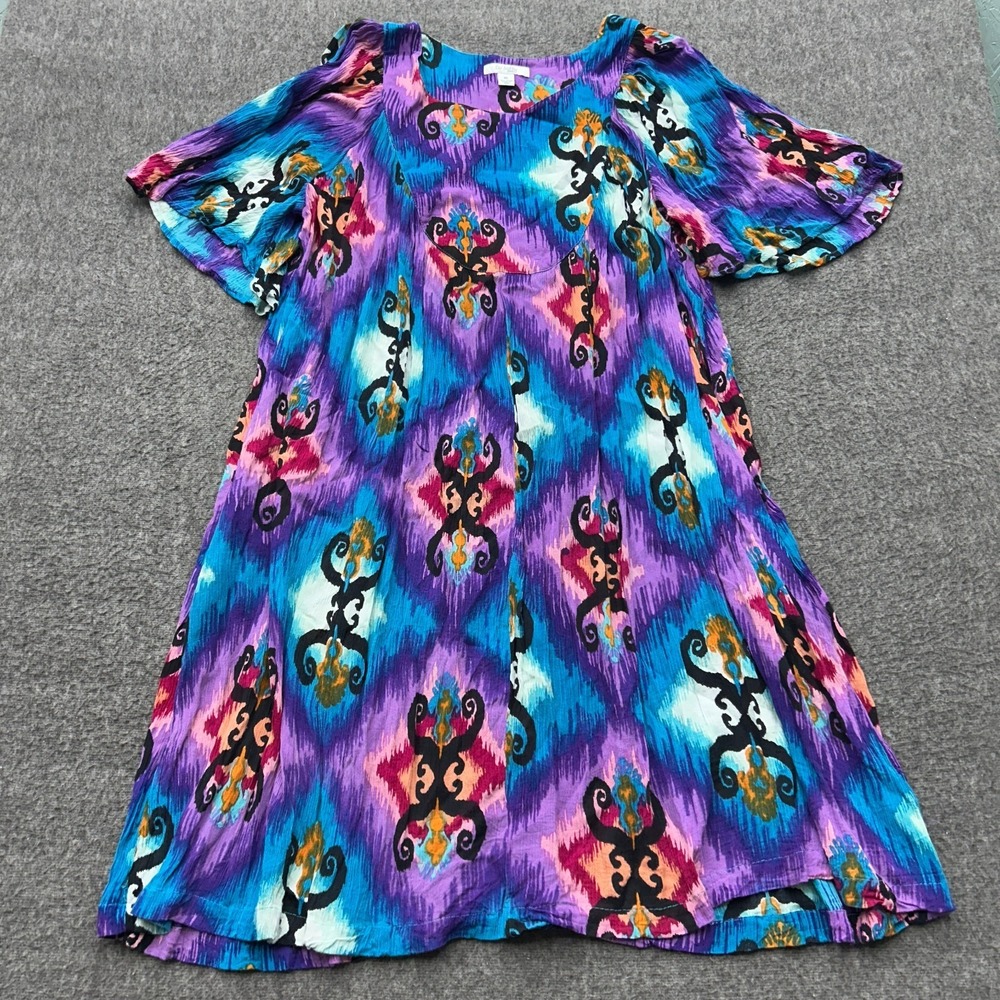 Go Softly Patio Dress XL Purple Mumu Art to Wear Pockets Boho Granny Comfy